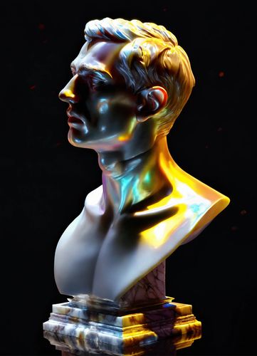 AI Product with this design: A stunning iridescent male marble bust